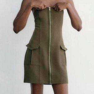 Zara Olive Mini Cargo Dress